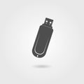 Black flash drive icon with shadow