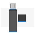 Black flash drive icon. Vector illustration. stock image.