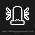 Black Flasher siren icon isolated on black background. Emergency flashing siren. Vector