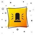 Black Flasher siren icon isolated on white background. Emergency flashing siren. Yellow square button. Vector Royalty Free Stock Photo
