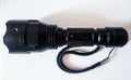 black flashlight photo on white background