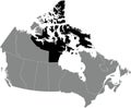 Location map of NUNAVUT, CANADA