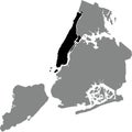 Locator map of the MANHATTAN BOROUGH, NEW YORK CITY Royalty Free Stock Photo
