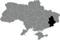 Locator map of DONETSK OBLAST, UKRAINE Royalty Free Stock Photo