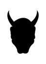 Black devil head silhouette, isolated on white