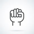 Black flat icon gesture hand human fist to the top