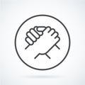 Black flat icon gesture hand of a human greeting, armwrestling Royalty Free Stock Photo