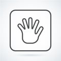 Black flat icon gesture hand of a human greeting palm