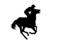 Black flat image of a horse jockey isolated