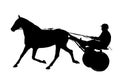 Black flat image of a horse jockey isolated a white background