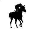 Black flat image of a horse jockey isolated on a white