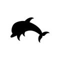 Black flat jumping dolphin vector icon isolated; EPS 10