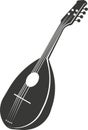 Black flat silhouette of a mandolin. A vector image.