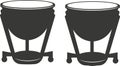 Black flat silhouette of timpani. A vector image.