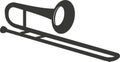 Black flat silhouette of a trombone. A vector image.