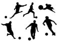 Black silhouettes of soccer players Royalty Free Stock Photo