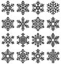 Black Flat Simple Traditional Classic Snowflakes Icons