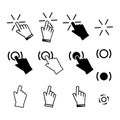 Black flat Touch vector icons set. Illustration isolated for graphic and web design. Editable stroke