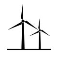 Black flat vector wind turbine icon isolated