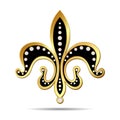 Black fleur-de-lis with a gold rim Royalty Free Stock Photo