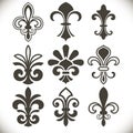 Black fleur de lis shapes set Royalty Free Stock Photo