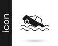 Black Flood car icon isolated on white background. Insurance concept. Flood disaster concept. Security, safety Royalty Free Stock Photo