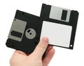 Black floppy discs in hand Royalty Free Stock Photo