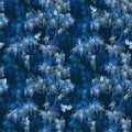 Wisteria seamless pattern. Watercolor blue wisteria flowers.