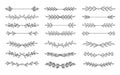 Black floral elements divider line text set vector Royalty Free Stock Photo