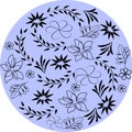 Black floral elements for greeting cards decoration.