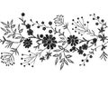 Black floral embroidery ornament. Fashion clothes decoration seamless border band stitch texture embroidered field Royalty Free Stock Photo