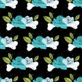 Black floral seamless horror background