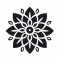 Black Symbol With Flower Design: Monochromatic Graphic Design