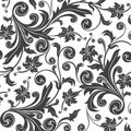 Black flower seamless pattern