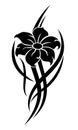 Black flower tribal tattoo pattern on white background