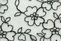 Black flowers lace material texture macro shot Royalty Free Stock Photo