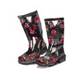 Black Flowers Wellington Boots