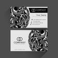 Black fluid marble sphere abstract business card. Earth planet card design. Royalty Free Stock Photo