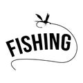 Black fly fishing lure logo with letter design vector symbol graphic concept Royalty Free Stock Photo