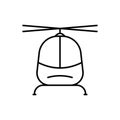Black Fly Helicopter Line Icon. Aviation Transport Pictogram. Military, Medical Copter Outline Icon. Civil Fuselage