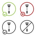 Black Fly swatter icon isolated on white background. Circle button. Vector