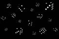 Black flying dice on a dark background 3D illustration