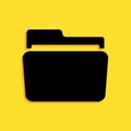 Black Folder icon isolated on yellow background. Long shadow style. Vector Royalty Free Stock Photo