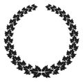 Black foliage wreath silhouette. Vintage luxury logo