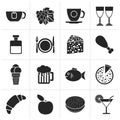 Black Food, Drink and beverage icons Royalty Free Stock Photo