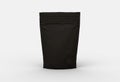 Black food and snack pouch bag packaging mock-up design front view Royalty Free Stock Photo