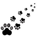 Black footprints of dog