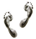 Black footprints on white background