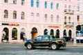 Black Ford Ranger Wildtrak Fast Drive In Summer City Street. The Third-generation Ford Ranger
