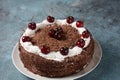 Black forest cake, Schwarzwald pie, dark chocolate and cherry dessert . Royalty Free Stock Photo